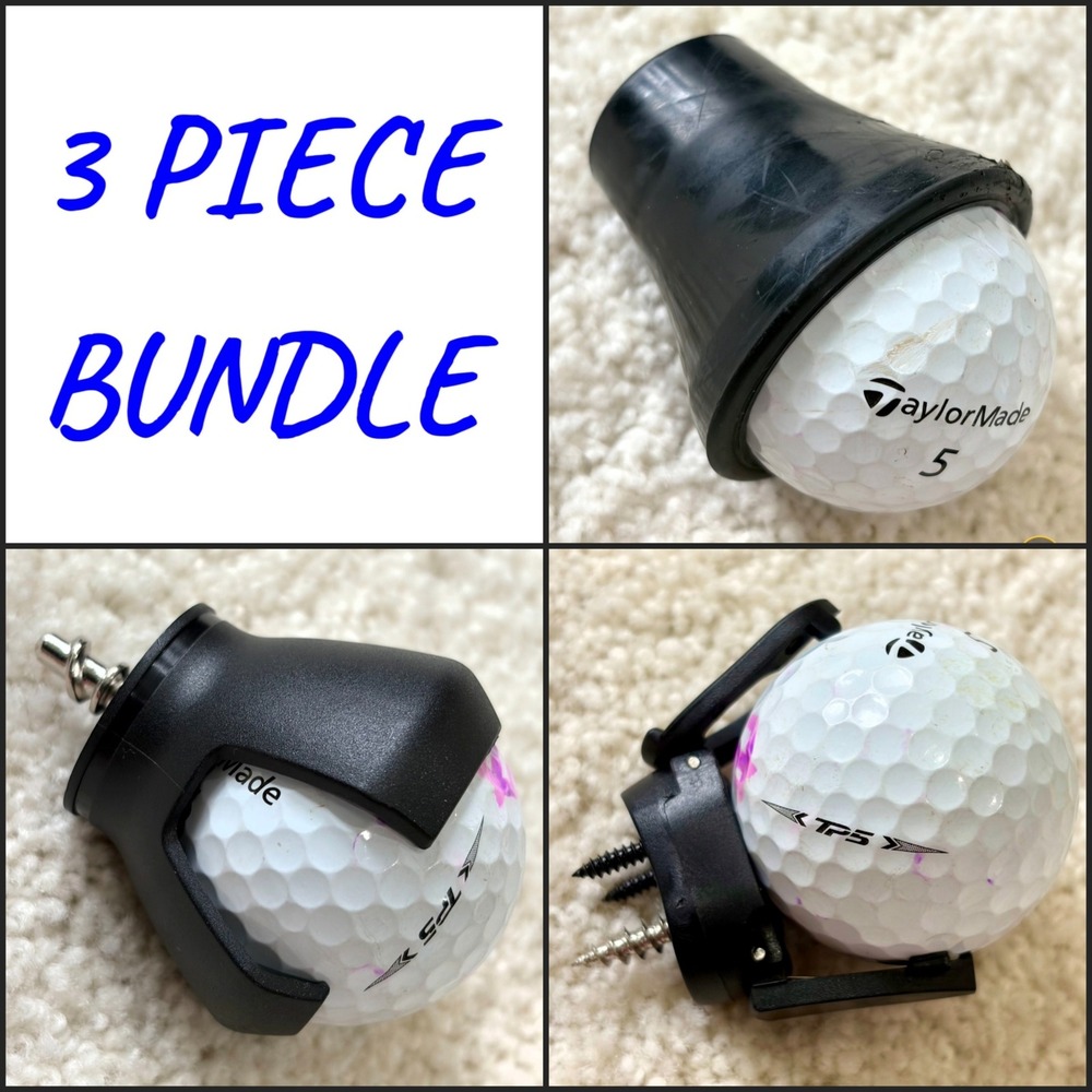 Golf Ball Retriever Lot 3 Black Putter Grip Pickups Suction Cup Claw Attachments